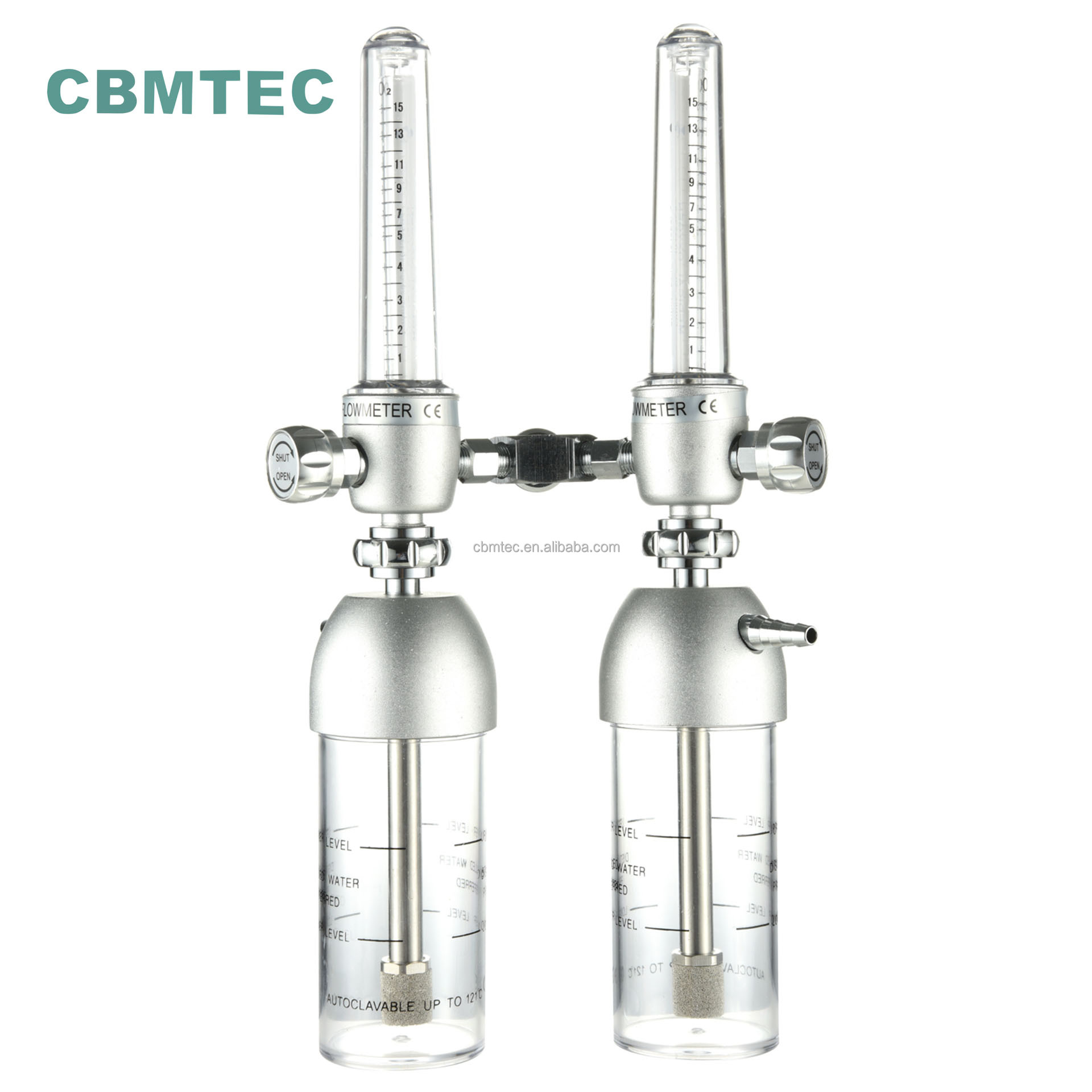 Medical Double Oxygen Flowmeters with Humidifier Bottles